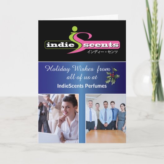 エレガントChristmas Business 3 Photo Name and Logo カード (正面)