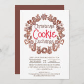 エレガントChristmas Cookie Exchangeパーティー 招待状 (正面/裏面)