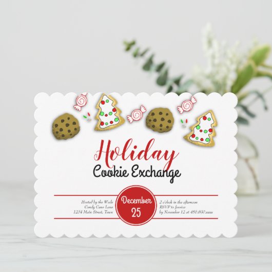 エレガントChristmas Cookie Exchange 招待状 (スタンド正面)