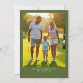 エレガントChristmas Golf Cartオーナメント・フォトグリーン シーズンカード (裏面)