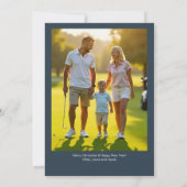 エレガントChristmas Golf Cartオーナメント・フォトネイビー シーズンカード (裏面)