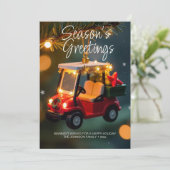 エレガントChristmas Golf Cartオーナメント・フォトレッド シーズンカード (スタンド正面)