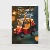 エレガントChristmas Golf Cartオーナメント・写真 シーズンカード (正面)