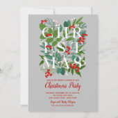 エレガントCHRISTMAS GREENERYパーティの招待状 招待状 (正面)