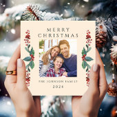 エレガントChristmas Greenery写真 シーズンカード