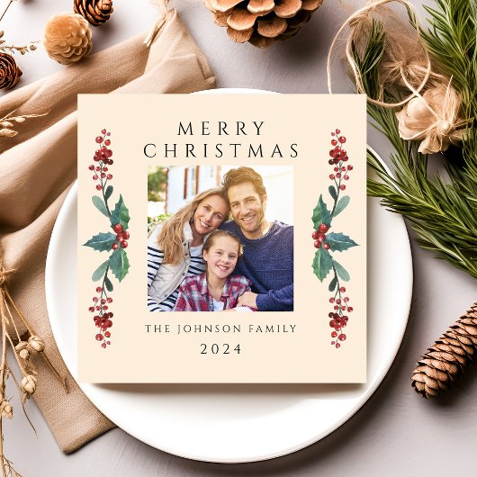 エレガントChristmas Greenery写真 シーズンカード