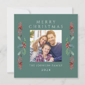 エレガントChristmas Greenery写真 シーズンカード (正面)
