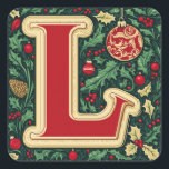 エレガントChristmas Letter L：赤、緑、金ゴールド スクエアシール<br><div class="desc">クリスマスエレガントの手紙L：赤、緑、金ゴールド祝は、この手紙Lと一緒に季節に飾らエレガントれ、クリスマスの赤とエメラルドグリーンにクリームと金ゴールドの詳細で飾られた。フェスティバルの魅力のtouchを追加するのに理想的。ラベル：クリスマス文字L、エレガント休日の装飾、赤と緑のL、クリスマス金ゴールド詳細、フェスティバルイニシャル、クリームと金ゴールドデザイン、季節の文字L、クリスマスの装飾エレガント、赤い緑の金ゴールドL、休日の魅力</div>