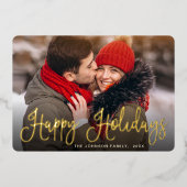 エレガントCHRISTMAS PHOTO Greeting金ゴールド 箔シーズンカード (正面)