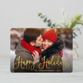 エレガントCHRISTMAS PHOTO Greeting金ゴールド 箔シーズンカード (立ち正面)