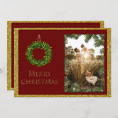 エレガントChristmas Photo Personalize Name シーズンカード (正面/裏面)