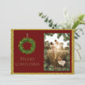 エレガントChristmas Photo Personalize Name シーズンカード (スタンド正面)