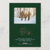 エレガントChristmas Poinsettiaグリーンフォト シーズンカード (裏面)