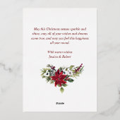 エレガントChristmas Poinsettia写真金ゴールド 箔シーズンカード (裏面)