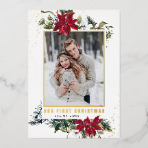 エレガントChristmas Poinsettia写真金ゴールド