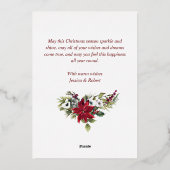 エレガントChristmas Poinsettia写真金ゴールド 箔シーズンカード (裏面)