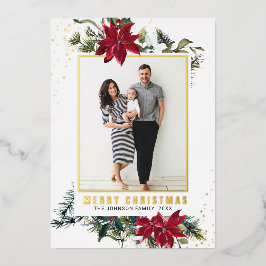 エレガントChristmas Poinsettia写真金ゴールド 箔シーズンカード