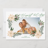 エレガントChristmas Poinsettia植物写真 シーズンカード (正面)