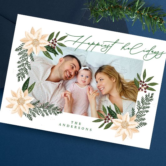 エレガントChristmas Poinsettia植物写真 シーズンカード