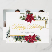 エレガントChristmas Poinsettia 2写真金ゴールド