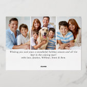 エレガントChristmas Poinsettia 3写真金ゴールド 箔シーズンカード (裏面)