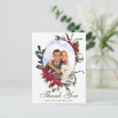 エレガントChristmas Poinsettia Frame写真ありがとう ポストカード (スタンド正面)