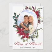 エレガントChristmas Poinsettia Photo Greeting シーズンカード (正面)