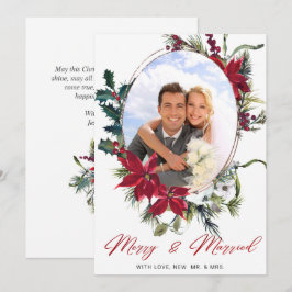 エレガントChristmas Poinsettia Photo Greeting シーズンカード