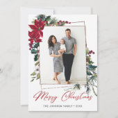 エレガントChristmas Poinsettia Photo Greeting シーズンカード (正面)