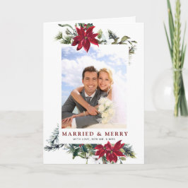 エレガントChristmas Poinsettia Photo Greeting シーズンカード