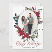 エレガントChristmas Poinsettia Photo Greeting シーズンカード (正面)