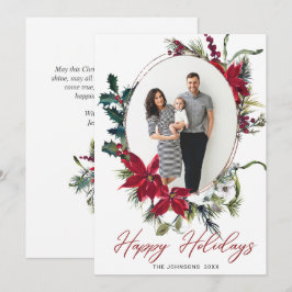 エレガントChristmas Poinsettia Photo Greeting シーズンカード