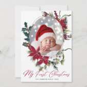 エレガントChristmas Poinsettia Photo Greeting シーズンカード (正面)