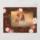 エレガントChristmas Poinsettia Splendor写真 シーズンポストカード (正面)