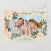 エレガントChristmas Poinsettia Splendor写真 シーズンポストカード (正面)