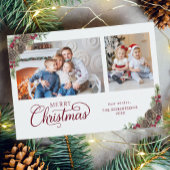 エレガントChristmas Script Botanical 2写真 シーズンカード