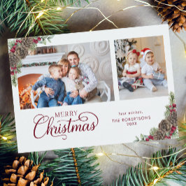 エレガントChristmas Script Botanical 2写真 シーズンカード
