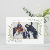 エレガントChristmas Water Color Greeneryフローラ写真 シーズンカード (スタンド正面)