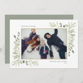 エレガントChristmas Water Color Greeneryフローラ写真 シーズンカード (正面/裏面)