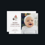 エレガントChristmas Winter Water Color Greeneryの写真 シーズンカード<br><div class="desc">このホリデーカーシンプルドでエレガント喜びを広げる。果実とシンプルクラシック茶色のタイポグラフィとの水色の冬の緑の特徴。写真をお気に入りの追加。家族や友人は、この一種のデザインされたホリデーカードを得るのが大好きだ。</div>
