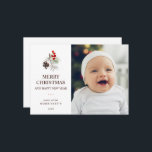 エレガントChristmas Winter Water Color Greeneryの写真 シーズンカード<br><div class="desc">このホリデーカーシンプルドでエレガント喜びを広げる。果実とシンプルクラシック茶色のタイポグラフィとの水色の冬の緑の特徴。写真をお気に入りの追加。家族や友人は、この一種のデザインされたホリデーカードを得るのが大好きだ。</div>