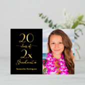 エレガントClass of Photo Black金ゴールド卒業パーティー 箔招待状 (立ち正面)