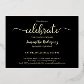 エレガントClass of Photo Black金ゴールド卒業パーティー 箔招待状 (裏面)