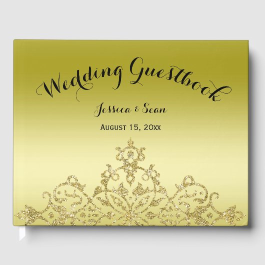 エレガントClassy金ゴールド&ブラック結婚ズ ゲストブック (正面)