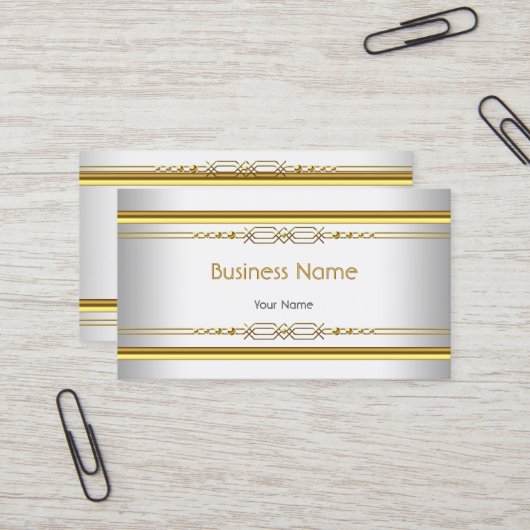 エレガントClassy White Data Business Companyプロフィール 名刺 (正面/裏面インサイチュ)