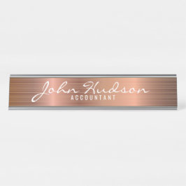 エレガントCopper Script モダン Desk Nameプレート デスクネームプレート