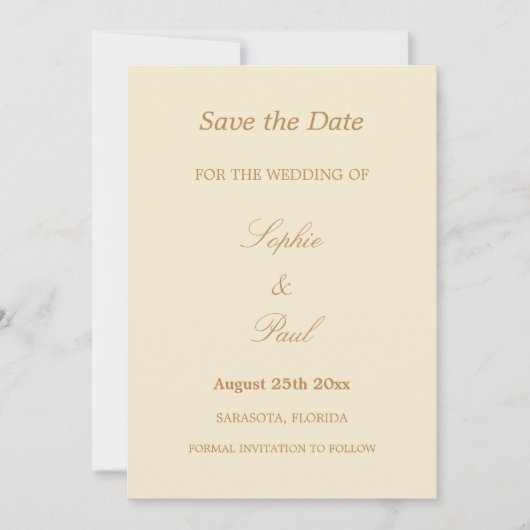 エレガントCream Beige Wedding Save the Date セーブザデート (正面)