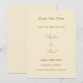 エレガントCream Beige Wedding Save the Date セーブザデート (正面/裏面)