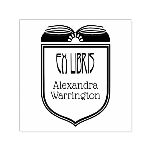 エレガントCrest Ex LibrisブックネームEmbosser セルフインキングスタンプ (デザイン)