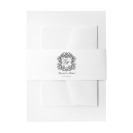 エレガントCrest Script Monogram結婚's 招待状ベリーバンド